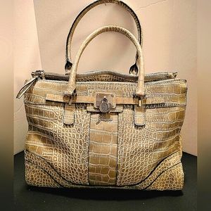 Authentic Guess Grey Croc Carry all Handbag Satchel